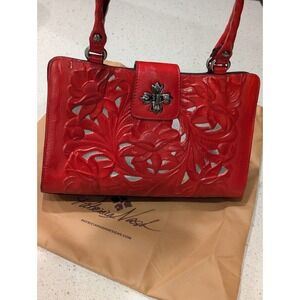 Patricia Nash Red Tooled Leather Shoulder Bag
